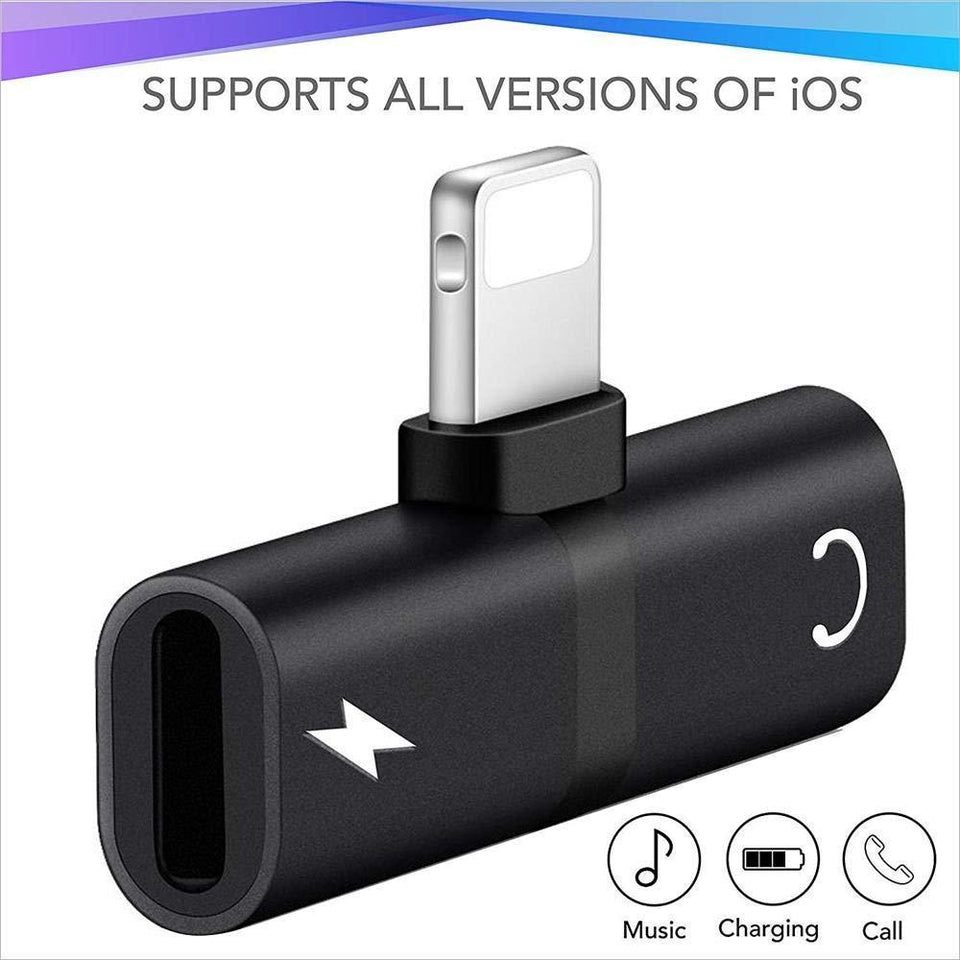 2 in 1 Mini Portable Charging Metal Splitter Audio & Charging Adapter Convertor for Apple iPhone X/8/8Plus/7/7Plus/6/6Plus - halfrate.in