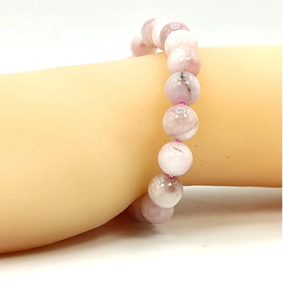 Natural Kunzite Bracelet 6 mm Beads Reiki Healing Purple Lavender Stone For Unisex Semi Precious Gemstones Stretchable Bracelet