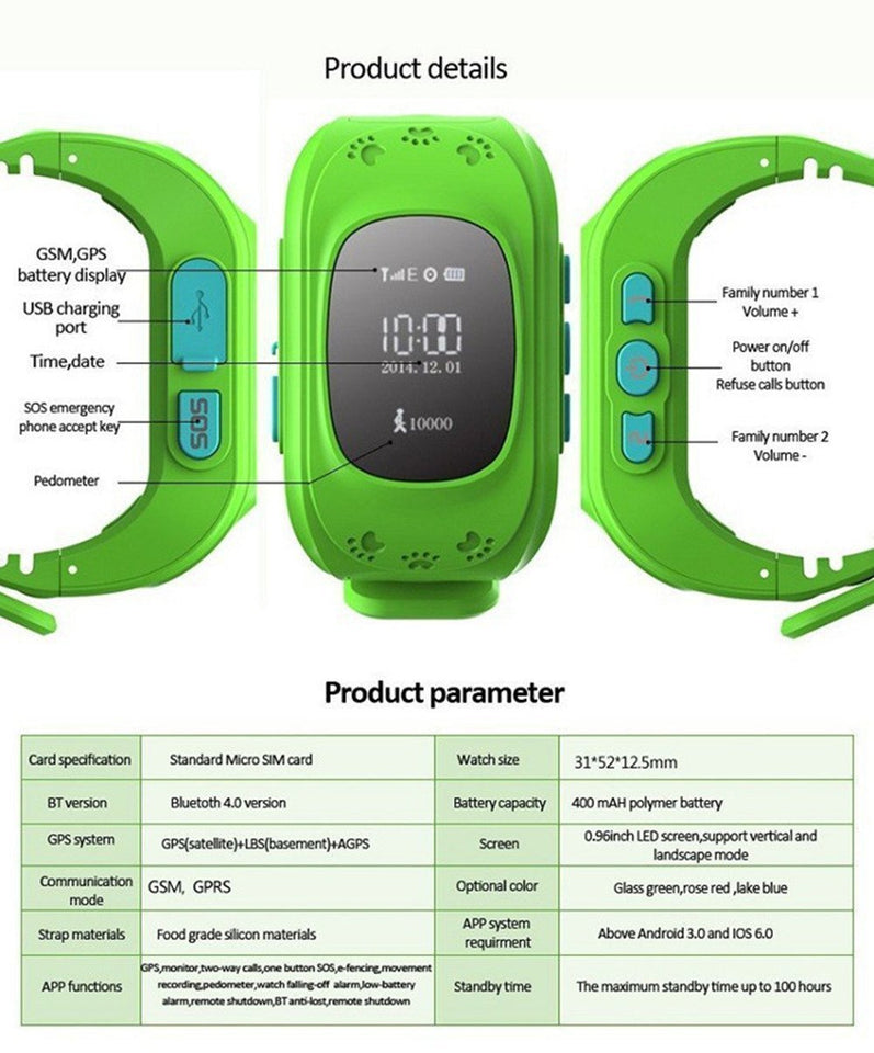 Kids Smart Watch,Q50 Wrist Watch with Anti-Lost GPS Tracker SOS Call Location Finder SIM Card Slot Remote Monitor Pedometer Smart Watch for Kids - halfrate.in