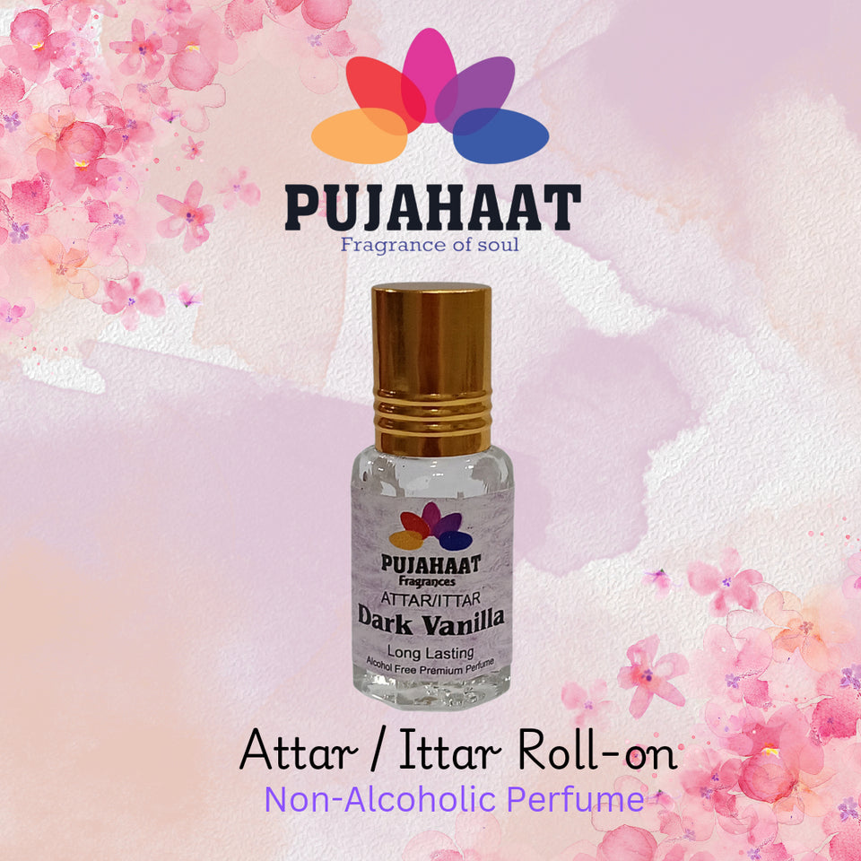 Pujahaat Premium Alcohol-Free Attar | Ittar 6ml, Long-Lasting Travel Size Roll-On, Best Natures Attar Fragrance Oil - Dark Vanilla