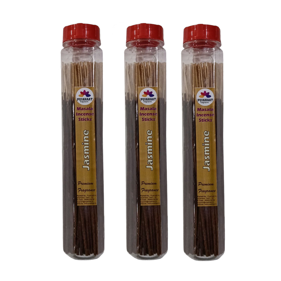 Pujahaat Premium Scented Incense Stick Masala Agarbatti | No Charcoal Incense Sticks, 100% Herbal Fragrance Agarbatti, 0% Sulphates Jasmine Fragrance