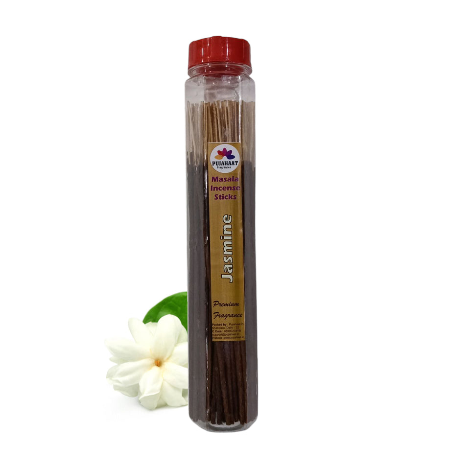 Pujahaat Premium Scented Incense Stick Masala Agarbatti | No Charcoal Incense Sticks, 100% Herbal Fragrance Agarbatti, 0% Sulphates Jasmine Fragrance