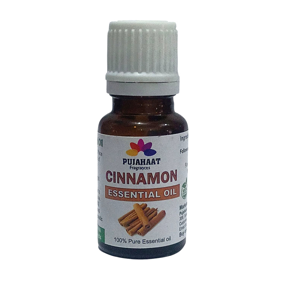 Pujahaat Cinnamon Bark Essential Oil | Immune Support With Dalchini Oil | Therapeutic Grade Cinnamon Oil | 100% Pure & Natural For Hair Growth | Aromatherapy | Strengthening of Hair | Vegan & Cruelty free - 15 ml
