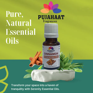 Pujahaat Cinnamon Bark Essential Oil | Immune Support With Dalchini Oil | Therapeutic Grade Cinnamon Oil | 100% Pure & Natural For Hair Growth | Aromatherapy | Strengthening of Hair | Vegan & Cruelty free - 15 ml