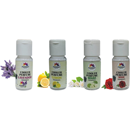 Pujahaat Lavender, Lemon, Rose, Jasmine Cooler Perfume / Aroma Diffuser Oil or Fragrance, Long Lasting Cooler Scent/Aroma Diffuser Fragrance Oil - Multipurpose Aroma Oil Perfume for Cooler - 25 ml each (4 X 25 ml)