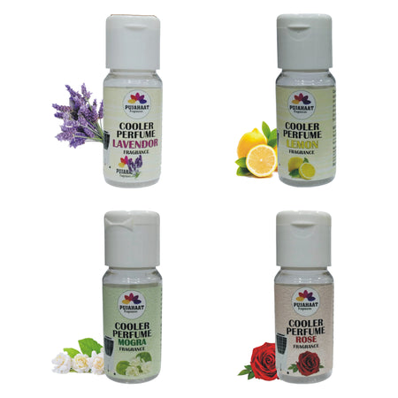 Pujahaat Lavender, Lemon, Rose, Jasmine Cooler Perfume / Aroma Diffuser Oil or Fragrance, Long Lasting Cooler Scent/Aroma Diffuser Fragrance Oil - Multipurpose Aroma Oil Perfume for Cooler - 25 ml each (4 X 25 ml)