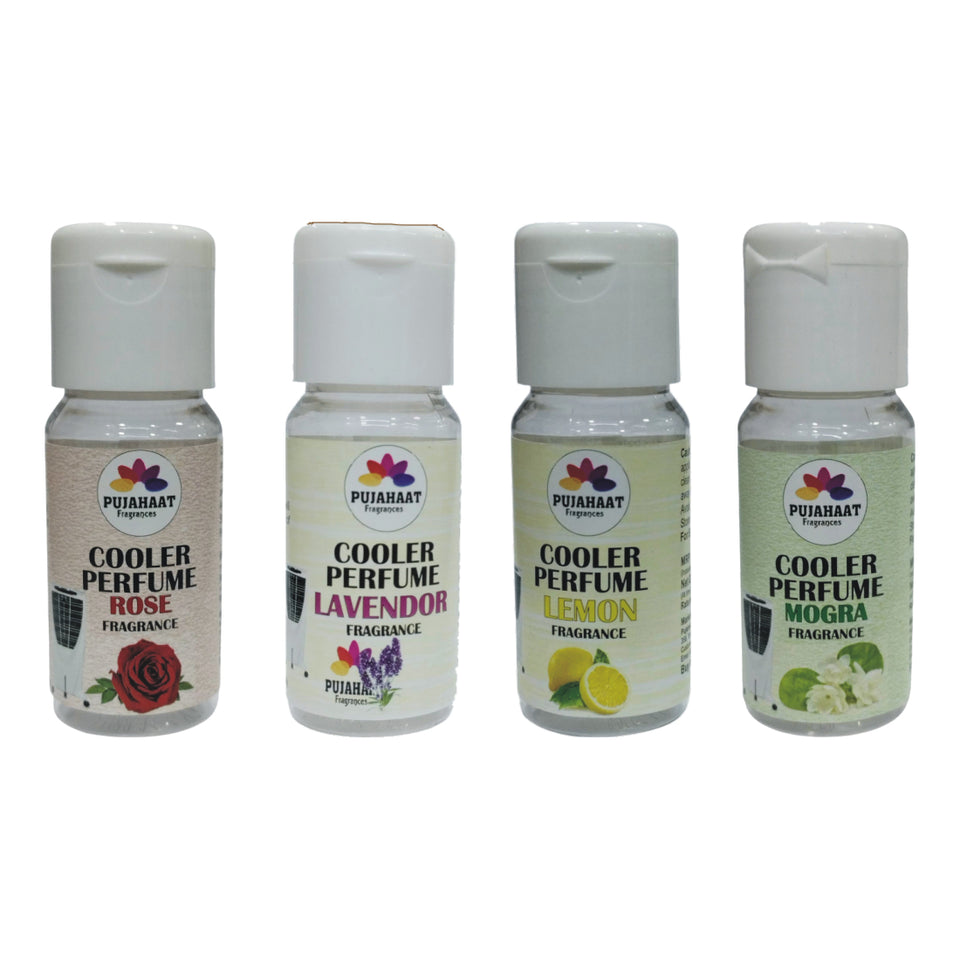 Pujahaat Lavender, Lemon, Rose, Jasmine Cooler Perfume / Aroma Diffuser Oil or Fragrance, Long Lasting Cooler Scent/Aroma Diffuser Fragrance Oil - Multipurpose Aroma Oil Perfume for Cooler - 25 ml each (4 X 25 ml)
