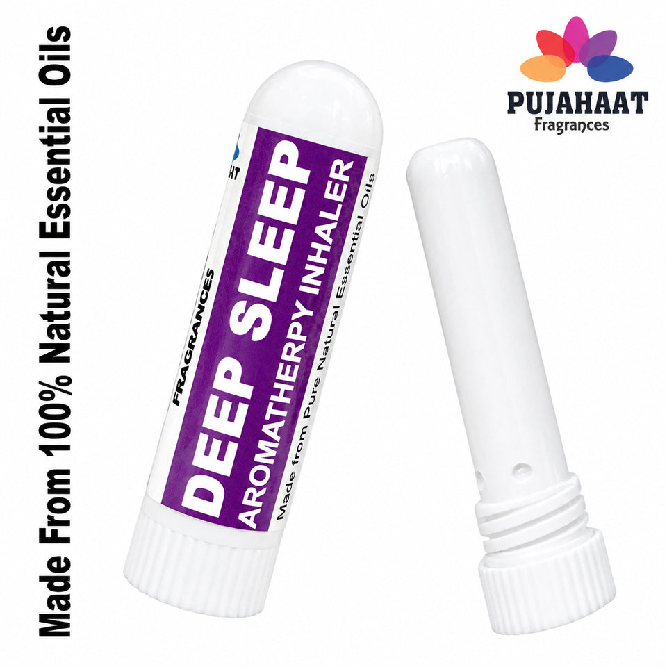 Pujahaat Natural Essential oil based Aromatherapy Nasal Inhalers help in DEEP SLEEP Made with 100% natural, therapeutic grade essential oils to help you achieve peace and inner calm - Set of 2