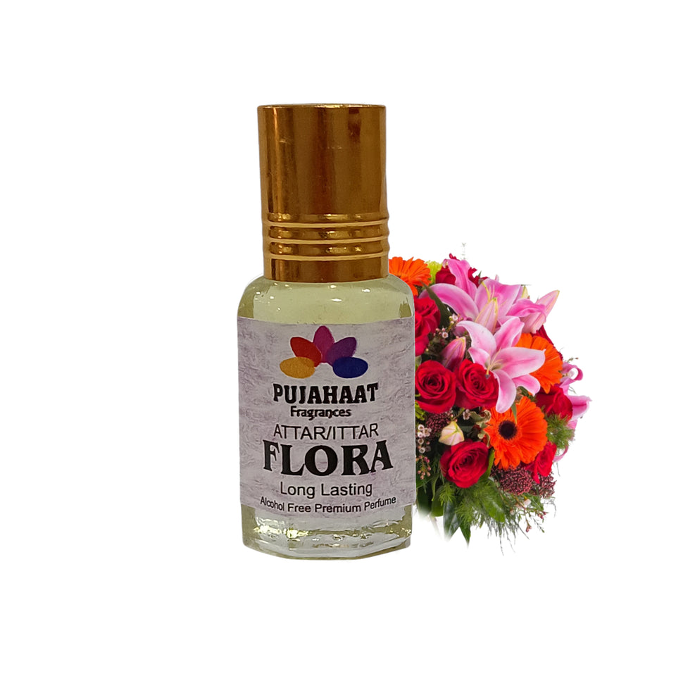 Pujahaat Raksha Bandhan Combo - Flora Attar ( Alcohol-Free) 6ml & 7 Chakra Crystal Beads 8mm Rakhi