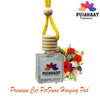 Car Perfume Hanging Pod 10ml Floral Premium Fragrance by Pujahaat | High Diffusion with Premium Fragrance Oils in Glass Bottle with Wooden Diffuser Lid | Long Lasting | Lasts Up to 45 Days - Floral