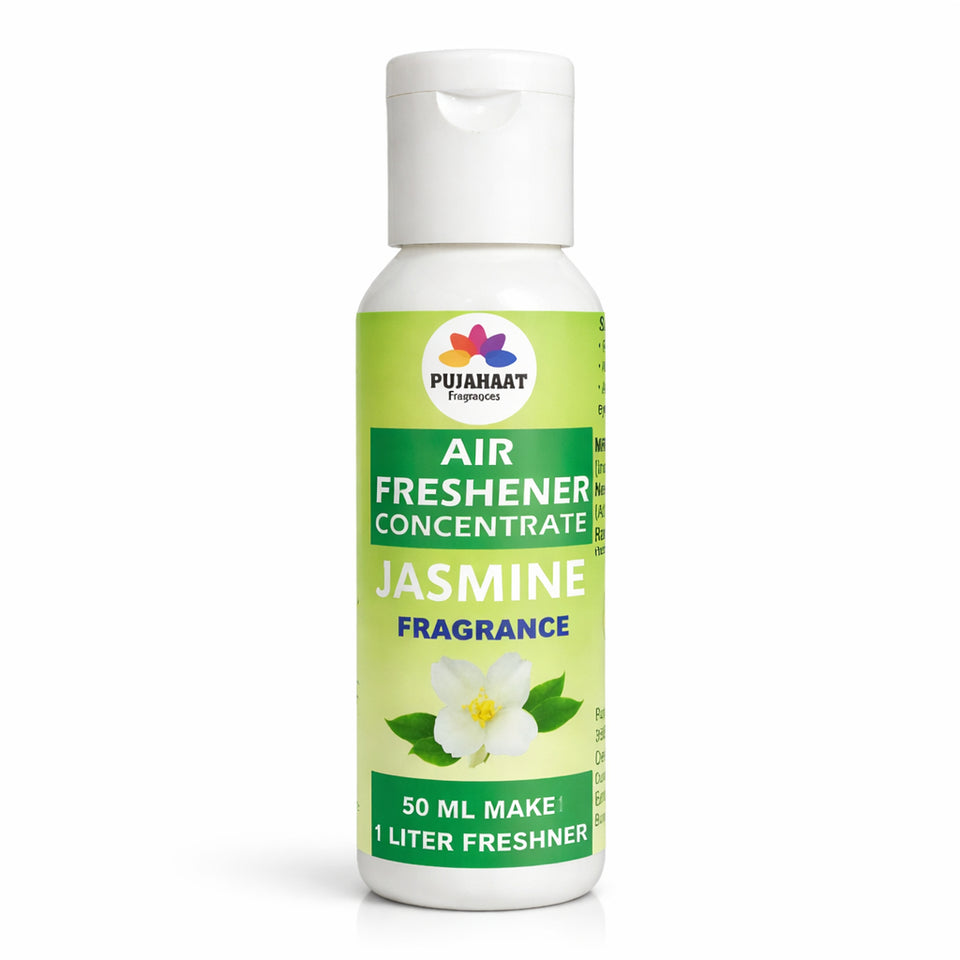 Jasmine, Rose, Lemongrass Air Freshener Concentrate Set of 3 (50ml Each) Makes 1 Liter Each | Long Lasting Room Freshener Liquid | Fragrance Combo for Home, Office, Car | Alcohol-Free Premium Fragrance by Pujahaat
