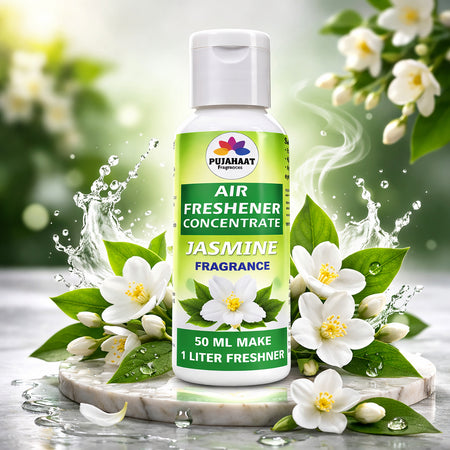 Rose, Rajnigandha, Jasmine Air Freshener Concentrate Set of 3 (50ml Each) Makes 1 Liter Each | Long Lasting Room Freshener Liquid | Fragrance Combo for Home, Office, Car | Alcohol-Free Premium Fragrance by Pujahaat