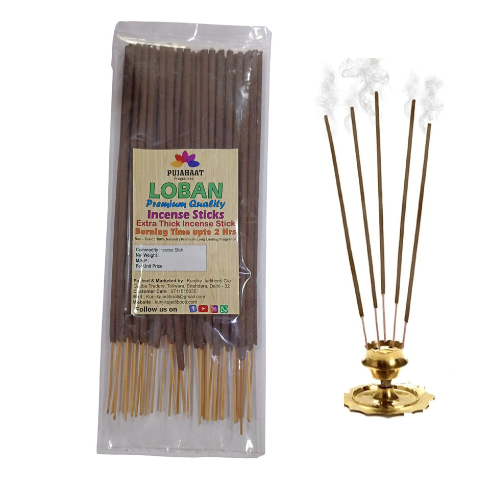 Pujahaat Premium Scented Incense Stick Agarbatti | No Charcoal Incense Sticks, 100 minutes burning time, 0% Sulphates Fragrance - Loban Fragrance
