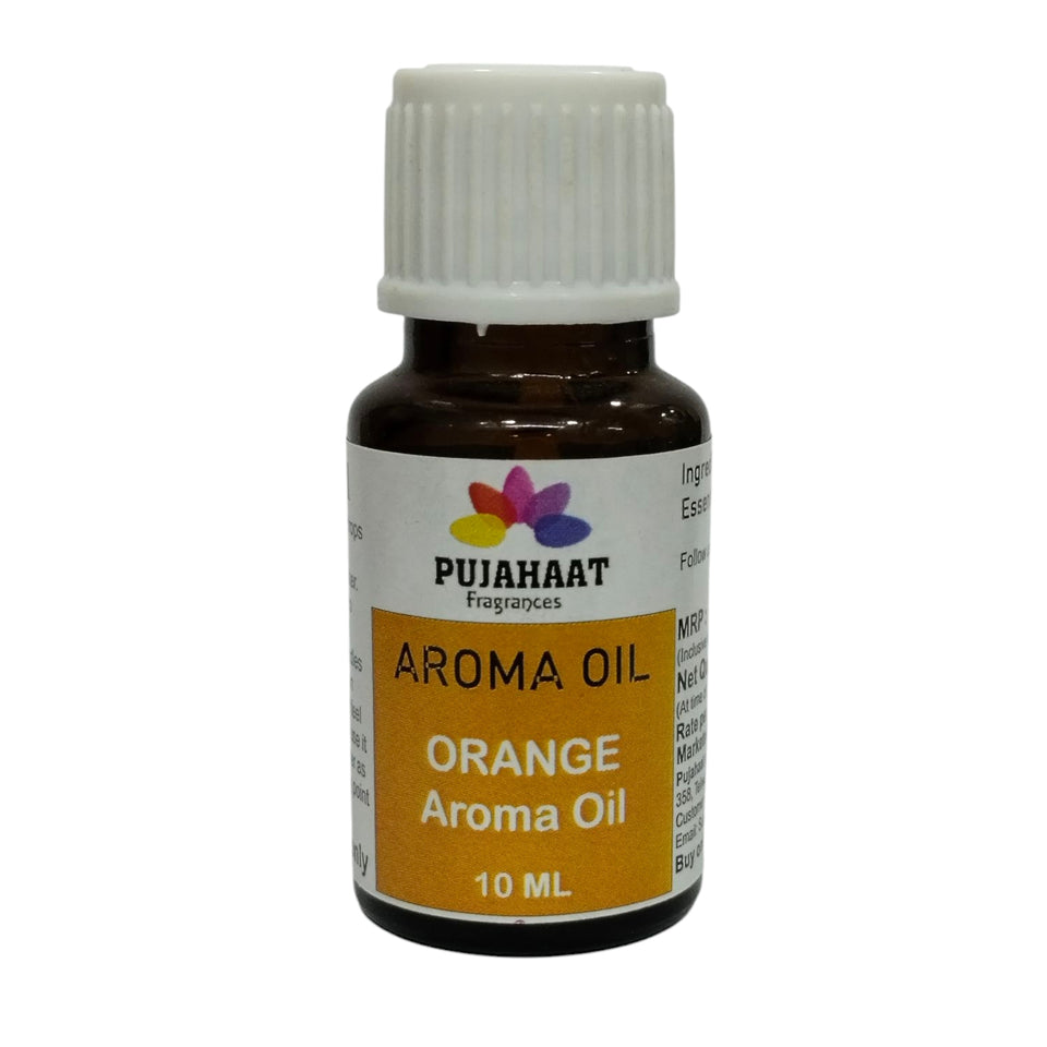 Pujahaat Orange Aroma Oil for Aromatherapy oils, Oil for diffusers, Humidifier oils, Oil Burners, Spa and Air Purifier 10ml Each, Orange - Set of 2 (2 x 10 ml)