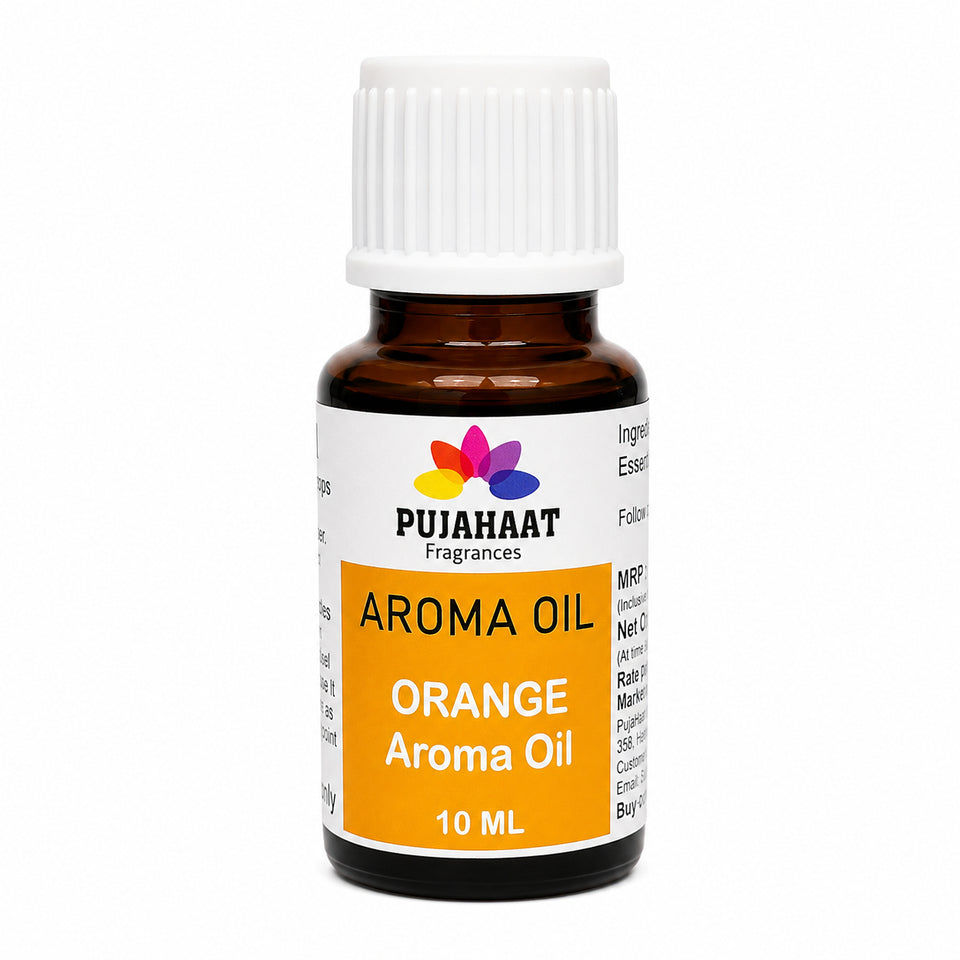 Pujahaat Orange Aroma Oil for Aromatherapy oils, Oil for diffusers, Humidifier oils, Oil Burners, Spa and Air Purifier 10ml Each, Orange - Set of 2 (2 x 10 ml)