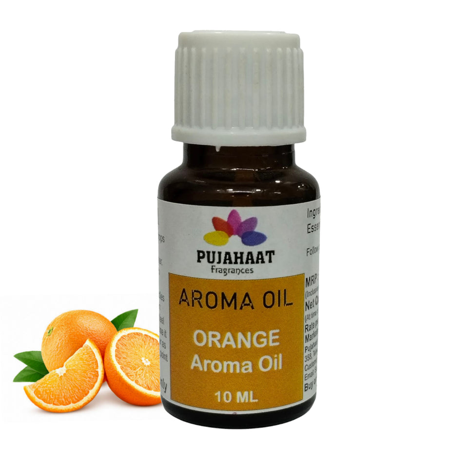 Pujahaat Orange Aroma Oil for Aromatherapy oils, Oil for diffusers, Humidifier oils, Oil Burners, Spa and Air Purifier 10ml Each, Orange - Set of 2 (2 x 10 ml)