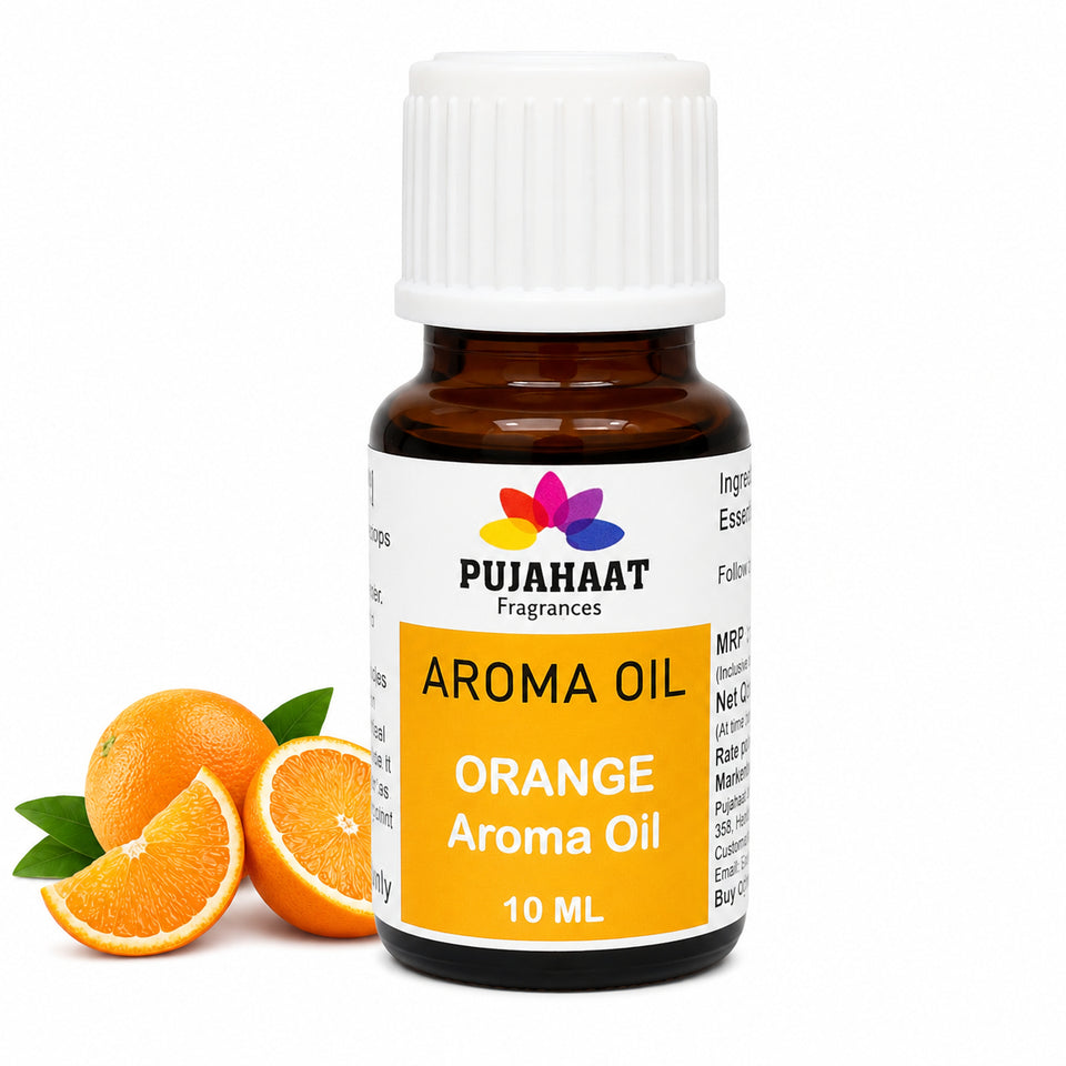 Pujahaat Orange Aroma Oil for Aromatherapy oils, Oil for diffusers, Humidifier oils, Oil Burners, Spa and Air Purifier 10ml Each, Orange - Set of 2 (2 x 10 ml)