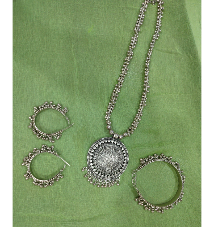 Bollywood Oxidized Silver Plated Handmade Designer Jewellery set/ Party wear/ Casual Oxidized choker necklace earrings Jhumka Afgani OS-1