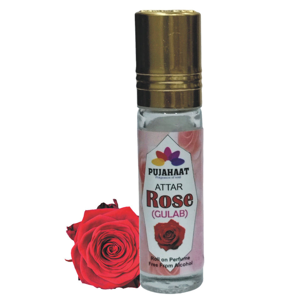 Pujahaat Raksha Bandhan Combo- Rose Attar ( Alcohol-Free) 6ml & 7 Chakra Crystal 8mm Beads Rakhi
