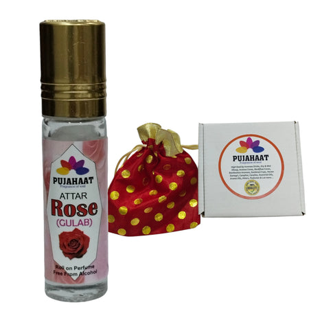 Pujahaat Raksha Bandhan Combo- Rose Attar ( Alcohol-Free) 6ml & 7 Chakra Crystal 8mm Beads Rakhi
