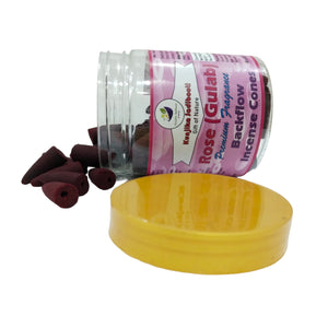 Kunjika Jadibooti Premium Backflow Incense Dhoop /Cone | Scented Back Flow Smoke Cones | for Pooja, Rituals & Special Occassions, Smoke Fountain, Rose / Gulab Fragrance - 200 Gms