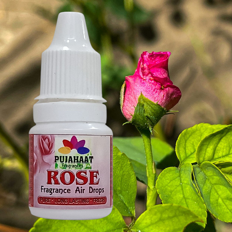Pujahaat Premium Fragrance Air drops Rose air freshener for room, bathroom, toilet, car, wardrobes -Pack of 2 (2 x 5ml)