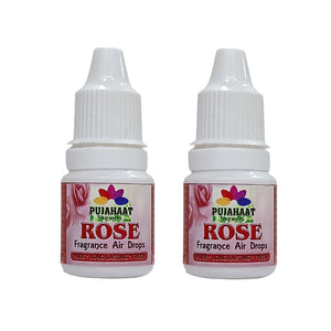 Pujahaat Premium Fragrance Air drops Rose air freshener for room, bathroom, toilet, car, wardrobes -Pack of 2 (2 x 5ml)