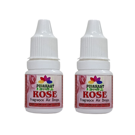 Pujahaat Premium Fragrance Air drops Rose air freshener for room, bathroom, toilet, car, wardrobes -Pack of 2 (2 x 5ml)