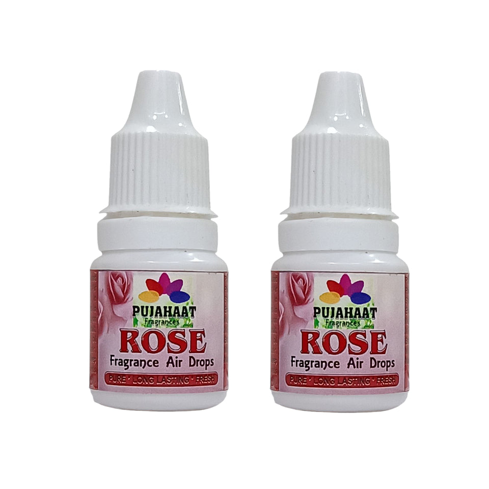 Pujahaat Premium Fragrance Air drops Rose air freshener for room, bathroom, toilet, car, wardrobes -Pack of 2 (2 x 5ml)