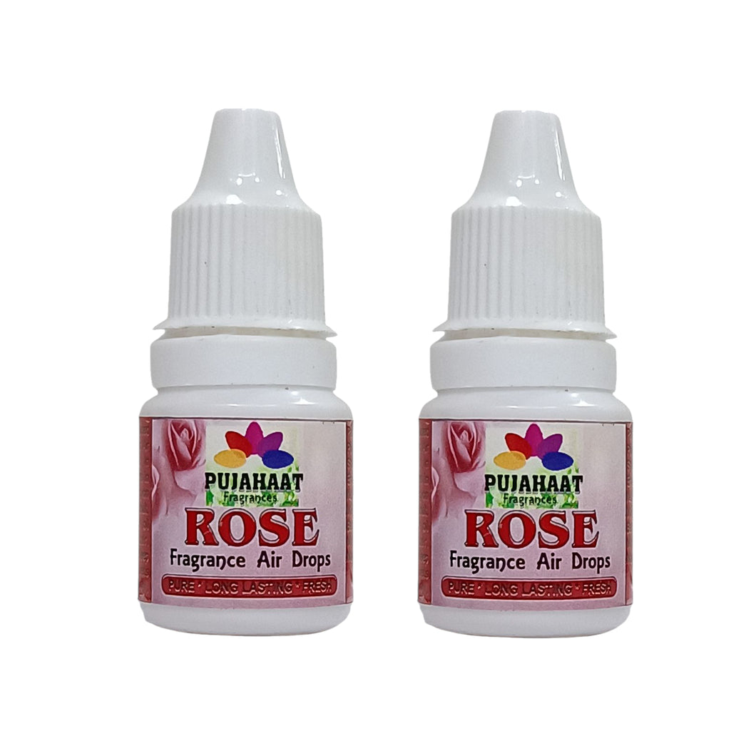 Pujahaat Premium Fragrance Air drops Rose air freshener for room, bathroom, toilet, car, wardrobes -Pack of 2 (2 x 5ml)