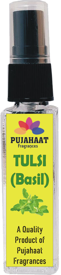 Pujahaat Set of 4 Perfume Attar Spray 8ml | itra/ittar Perfume | For Pooja/Personal Use Tulsi, Raatrani, Lemongrass, Neem Tulsi