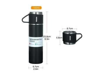 Latest Steel Vacuum Flask Set with 3 Stainless Steel Cups Combo - 500ml - Keeps HOT/Cold | Ideal Gift for Winter