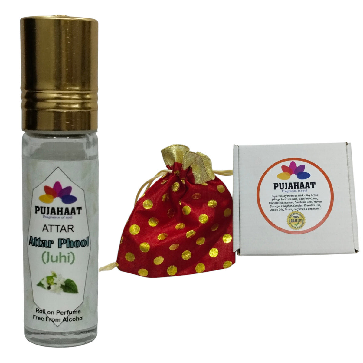 Puja Haat Attar Phool (Juhi) & 7 Chakra Rakhi Combo | Alcohol-Free 6ml ...