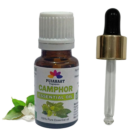Pujahaat Camphor Essential Oil (Cinnamomum camphora) Pure | Non-Sticky | Non-greasy | Lightweight | Therapeutic Grade For Bath, Diffuser & Aromatherapy -15ML