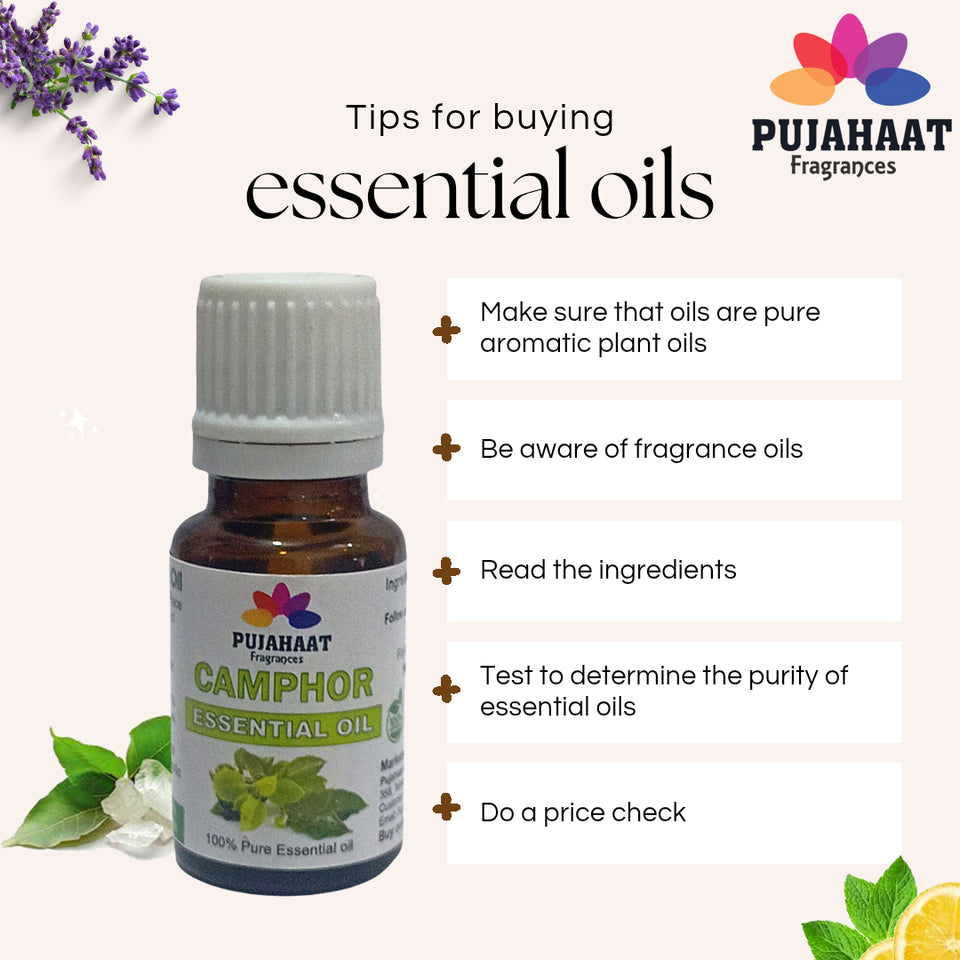 Pujahaat Camphor Essential Oil (Cinnamomum camphora) Pure | Non-Sticky | Non-greasy | Lightweight | Therapeutic Grade For Bath, Diffuser & Aromatherapy -15ML