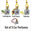 Pujahaat Car Perfume 3 pcs Combo Hanging Pod 10ml Premium Fragrance | High Diffusion with Premium Fragrance Oils with Wooden Diffuser Lid | Long Lasting | Lasts Up to 45 Days - Tuberose, Fruit Punch, Lemongrass