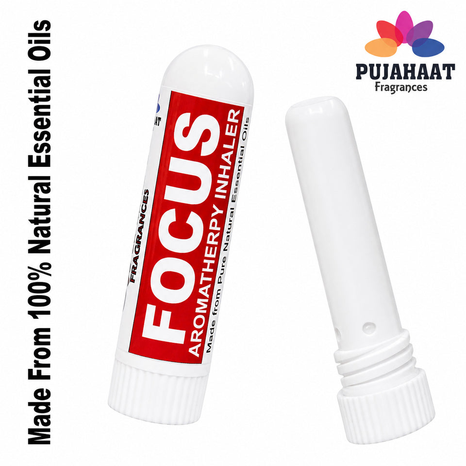 Pujahaat Natural Essential oil based Aromatherapy Nasal Inhaler Stick help in maintaining FOCUS, Made with 100% natural essential oils - Set of 2