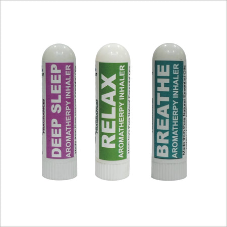Pujahaat Natural Essential oil based Aromatherapy Nasal Inhaler Stick DEEP SLEEP, RELAX, BREATHE Made with therapeutic grade essential oils- Set of 3