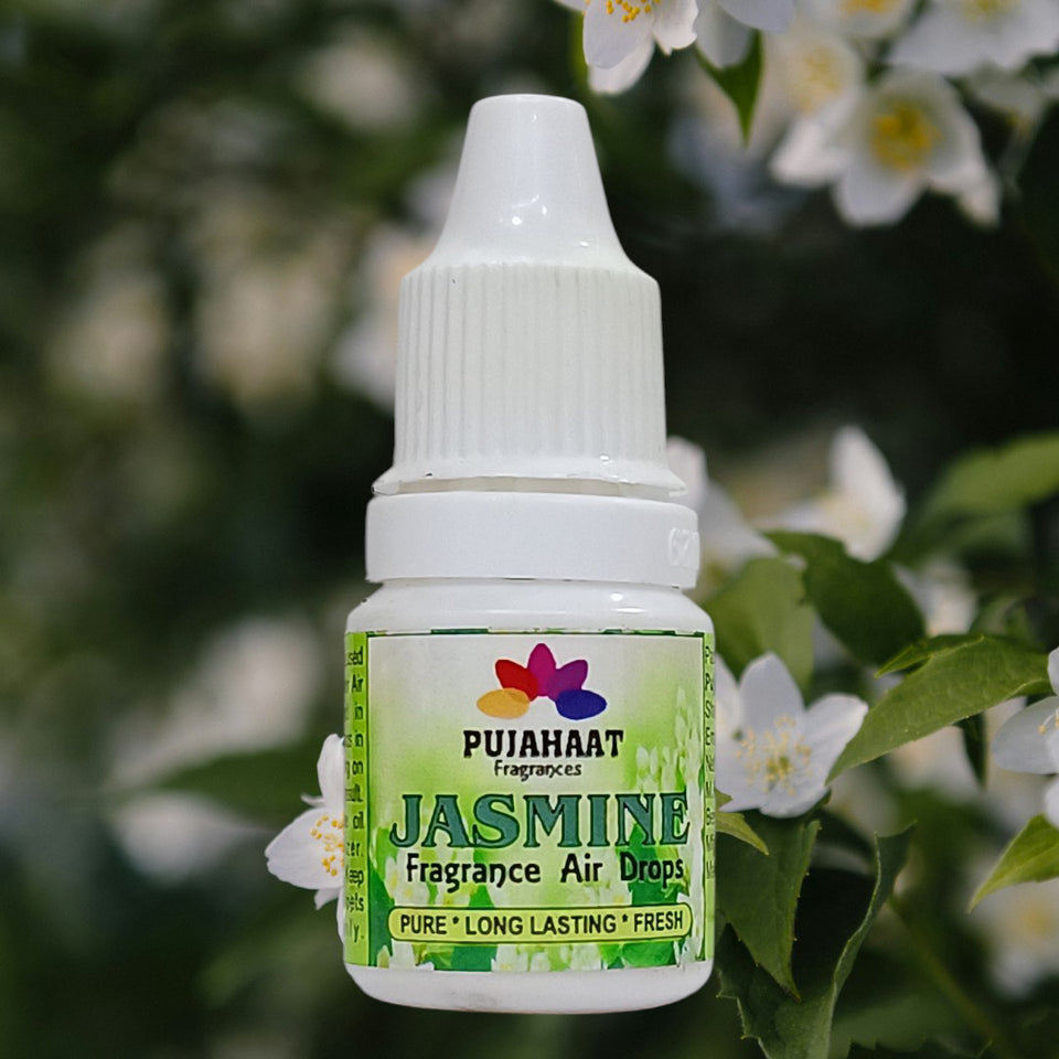 Pujahaat Premium Jasmine Fragrance Air drops Air freshener for room, bathroom, toilet, car, wardrobes -Pack of 2 (2 x 5ml)