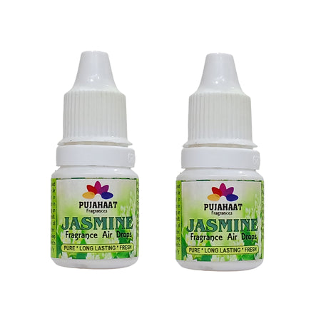 Pujahaat Premium Jasmine Fragrance Air drops Air freshener for room, bathroom, toilet, car, wardrobes -Pack of 2 (2 x 5ml)