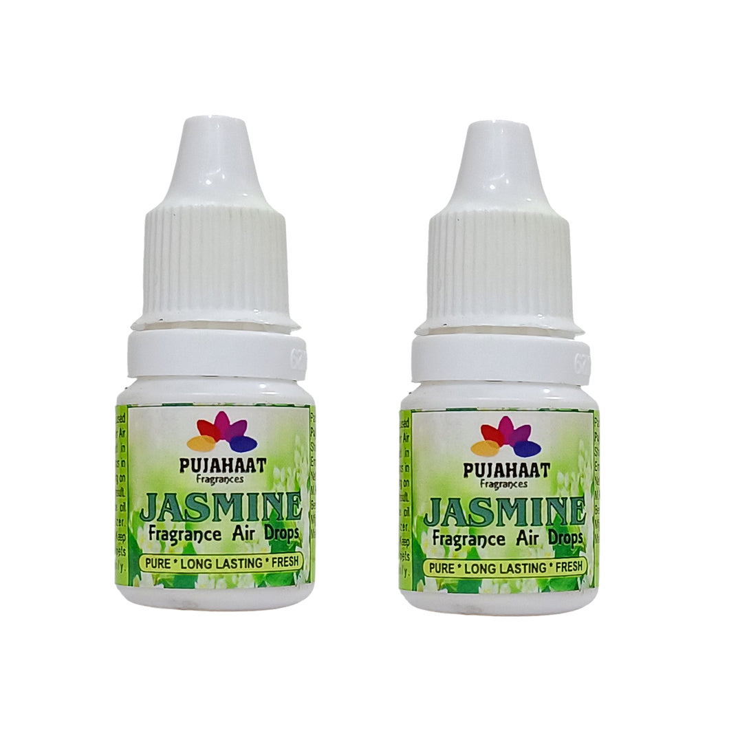 Pujahaat Premium Jasmine Fragrance Air drops Air freshener for room, bathroom, toilet, car, wardrobes -Pack of 2 (2 x 5ml)
