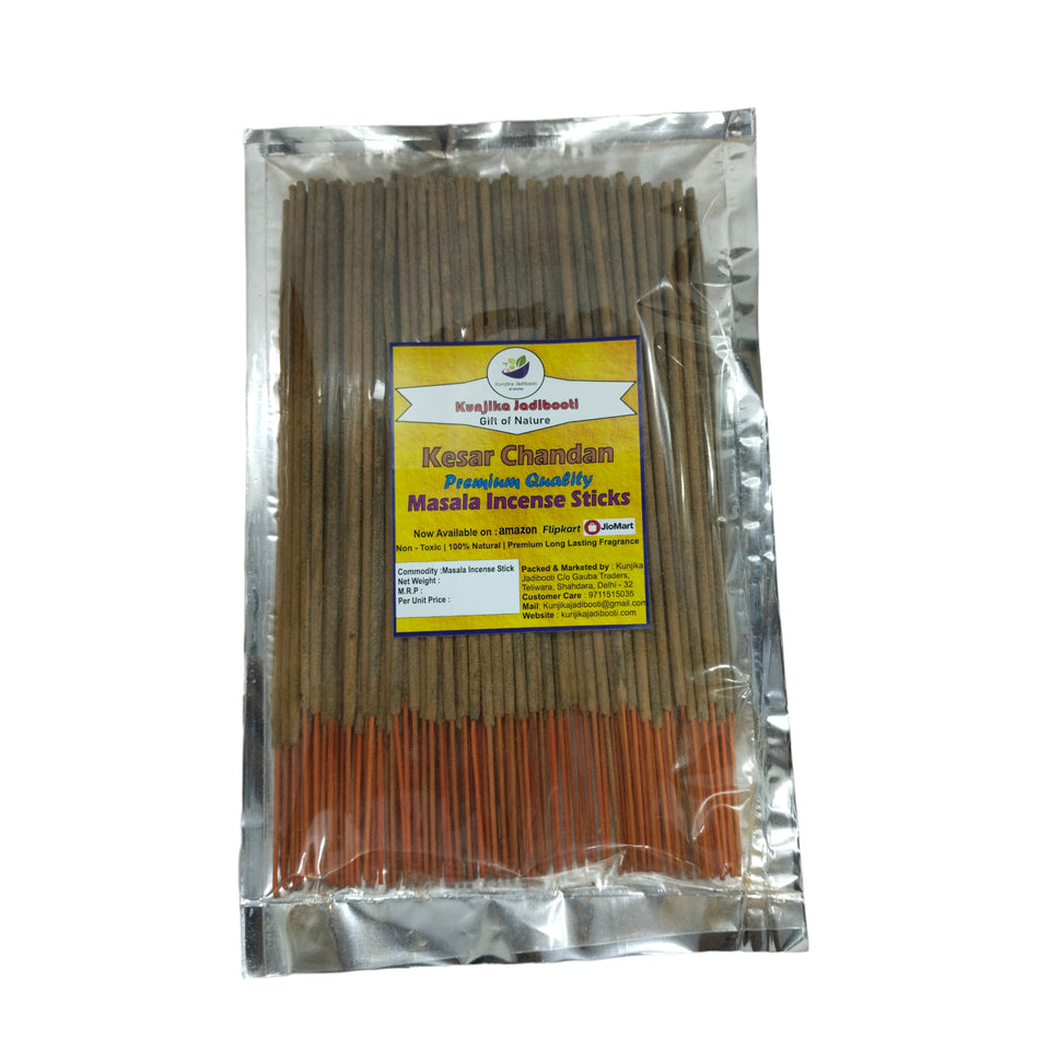 Kunjika Jadibooti Kesar Chandan Flora Premium Natural Masala Incense Sticks Natural Kesar Chandan Flora Agarbatti Nagchampa 100% Natural Fragrances - 200 Gms