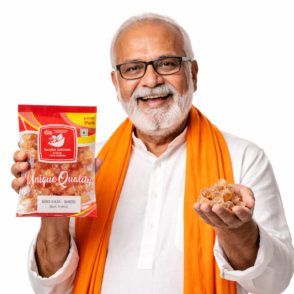 Kunjika Jadibooti Kikar Gond (Babool Gond) 100% Natural | Edible Gond for Ladoo & Panjiri | Acacia Gum | No Chemicals | Traditional Ayurvedic Superfood