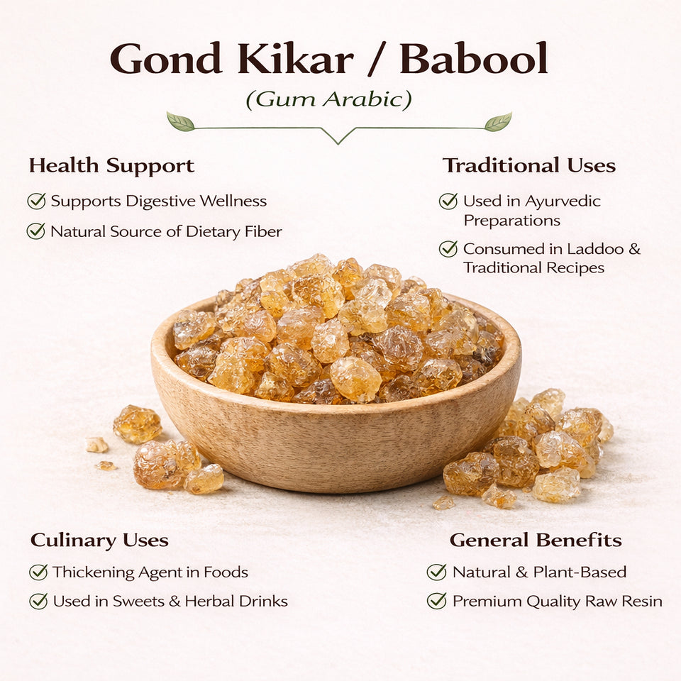Kunjika Jadibooti Kikar Gond (Babool Gond) 100% Natural | Edible Gond for Ladoo & Panjiri | Acacia Gum | No Chemicals | Traditional Ayurvedic Superfood