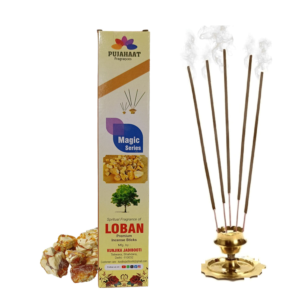 Pujahaat Premium Scented Incense Stick Agarbatti | No Charcoal Incense Sticks, 0% Sulphates Fragrance 20 Gm per pack Loban Fragrance - Pack of 12 pcs