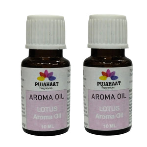Pujahaat Lotus Aroma Oil for Aromatherapy oils, Oil for diffusers, Humidifier oils, Oil Burners, Spa and Air Purifier 10ml Each, Lotus - Set of 2 (2 x 10 ml)