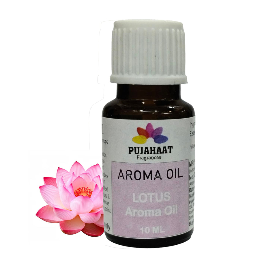 Pujahaat Lotus Aroma Oil for Aromatherapy oils, Oil for diffusers, Humidifier oils, Oil Burners, Spa and Air Purifier 10ml Each, Lotus - Set of 2 (2 x 10 ml)