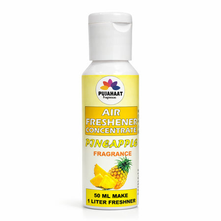 Pujahaat Air Freshener Concentrate Set of 3 (50ml Each) Makes 1 Liter Each | Long Lasting Room Freshener Liquid | Fragrance Combo for Home, Office, Car | Alcohol-Free Premium Fragrance - Pineapple