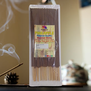 Pujahaat Premium Scented Incense Stick Agarbatti | No Charcoal Incense Sticks, 100 minutes burning time, 0% Sulphates Fragrance - Pineapple Fragrance