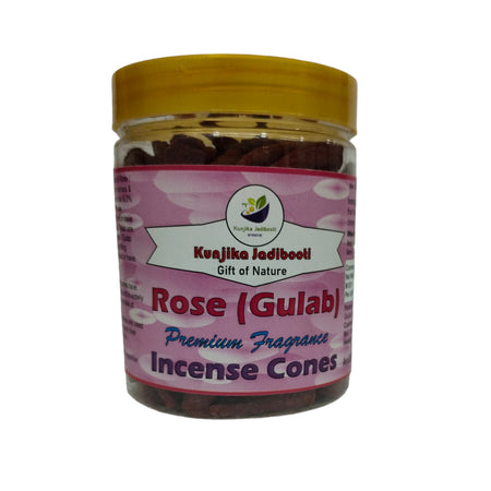 Kunjika Jadibooti Premium Scented Incense Dhoop / Cone | No Charcoal No Bamboo | for Pooja, Rituals & Special Occassions, Dhoop Batti Rose Fragrance - 200 Gms
